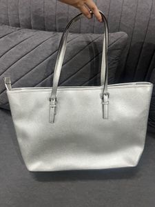 Michael Kors Silver Jet Set Travel Tote Bag