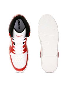 High-Top Sneakers - Red &amp; White