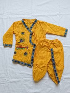 Traditional Yellow Kurta and Dhoti Set