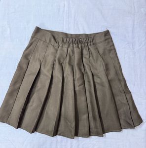 Pleated Brown Mini Skirt