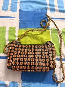 Unique Leaf Embellished Clutch Bag