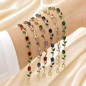 Elegant Floral Gemstone Br,acelet