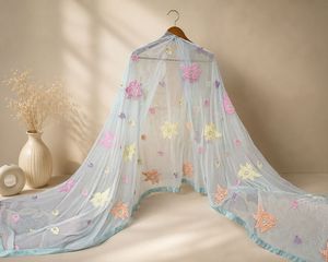 Sky Blue Embroidered Dupatta