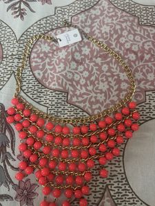 Coral Beaded Statement Necklace