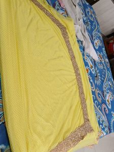 Light Weight Crape Yello Saree Not Used One