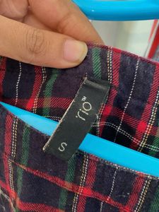 Tartan Lace-Up Detail dress