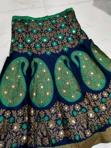 Beautiful Blue &amp; Green Embroidered Skirt