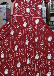 Elegant Maroon Embroidered Dress