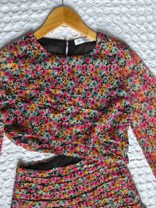 Floral Print Ruched Mini Dress
