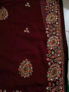 Dark Work Brown/ Mehroon Colour Saree