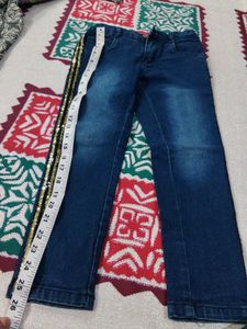 Blue Denim Jeans with Sequin Stripe