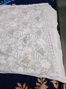 💕beautiful luckhnavi white floral kurti❤️