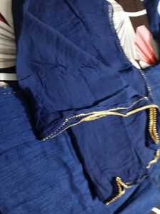 Embroidered Blue &amp; Gold Kurti With Dupatta