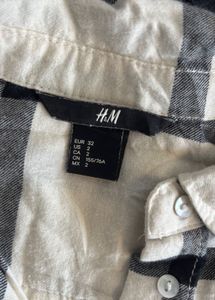 Women's White &amp; Black Plaid Button-Up Shirt