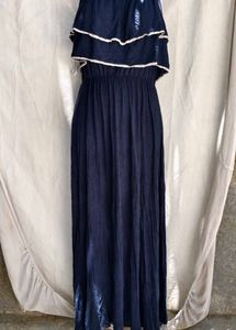 I. Navy Blue Ruffled Maxi Dress