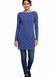 Striped Boat Neck Tunic Top