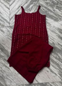 Maroon Sequined Kurta Set