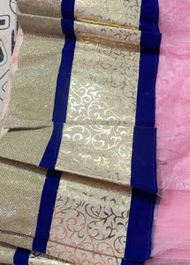 Blue Velvet Blouse with Pink Skirt