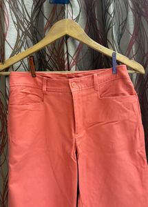 Coral  Pants with Button Detail