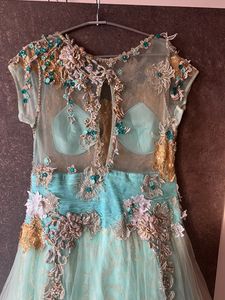 Engagement Gown With Applique Work Embroidery