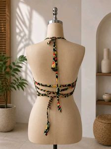 Floral Halter Neck Crop Top