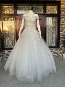 Elegant White Off-Shoulder Wedding Gown