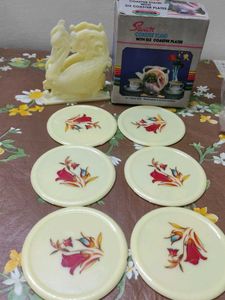 Vintage Swan Coaster Stand &amp; Plates (new, unused)