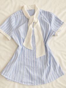Chic Striped Tie-Neck Top