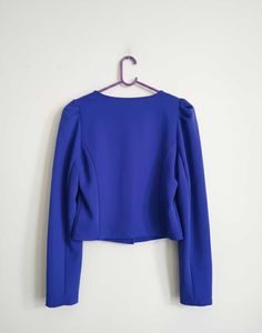 Elegant Blue Embellished Cropped Jacket