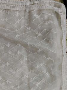 Elegant White Embroidered Dupatta