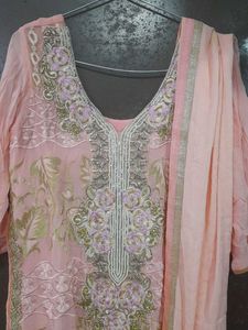 Elegant Peach Kurta Set with Dupatta