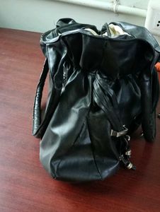 Chic Black Faux Leather Hobo Bag