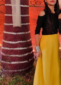 Black And Yellow Long Dress
