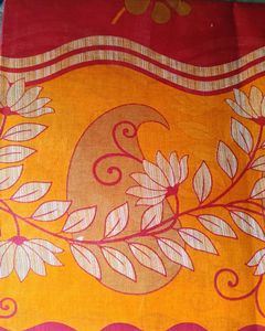 Vibrant Floral Print Pure Cotton Saree
