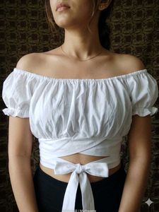 White Off-Shoulder Crop Top