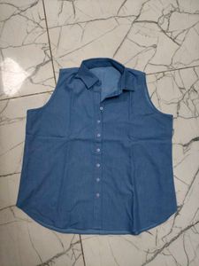 Blue Denim Sleeveless Co-ord Set