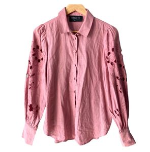 Chic Pink Embroidered Button-Up Shirt