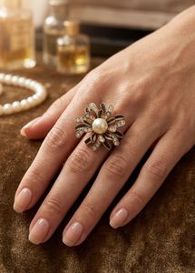 Stunning Floral Pearl Ring