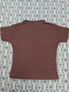 Brown Collared V-Neck T-Shirt