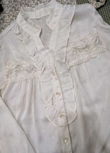 Elegant White Ruffle Blouse