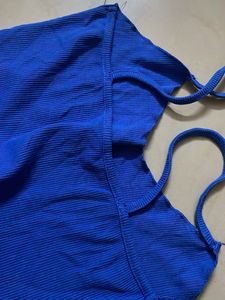 Blue Ribbed Tank Top
