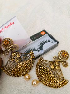 Golden Oxidised Earrings