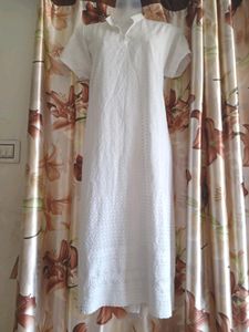 Chikankari White Long Kurti