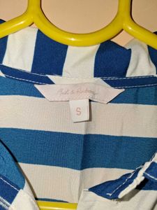Blue &amp; White Striped Sleeveless Shirt
