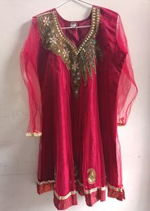 Neck Design Maroon Soft Touch Net Anarkali Set