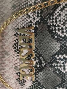 Versace Snakeskin Clutch with Gold Chain