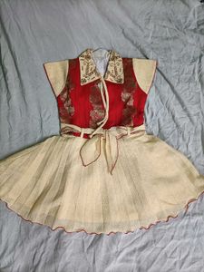 Beautiful Red and Beige Frock for newborn