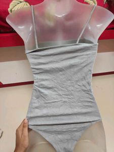 Grey Spaghetti Strap Bodysuit