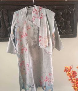 Light grey Floral Print Kurta Set