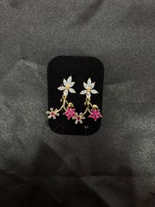 Stunning CZ Flower Necklace &amp; Earrings Set